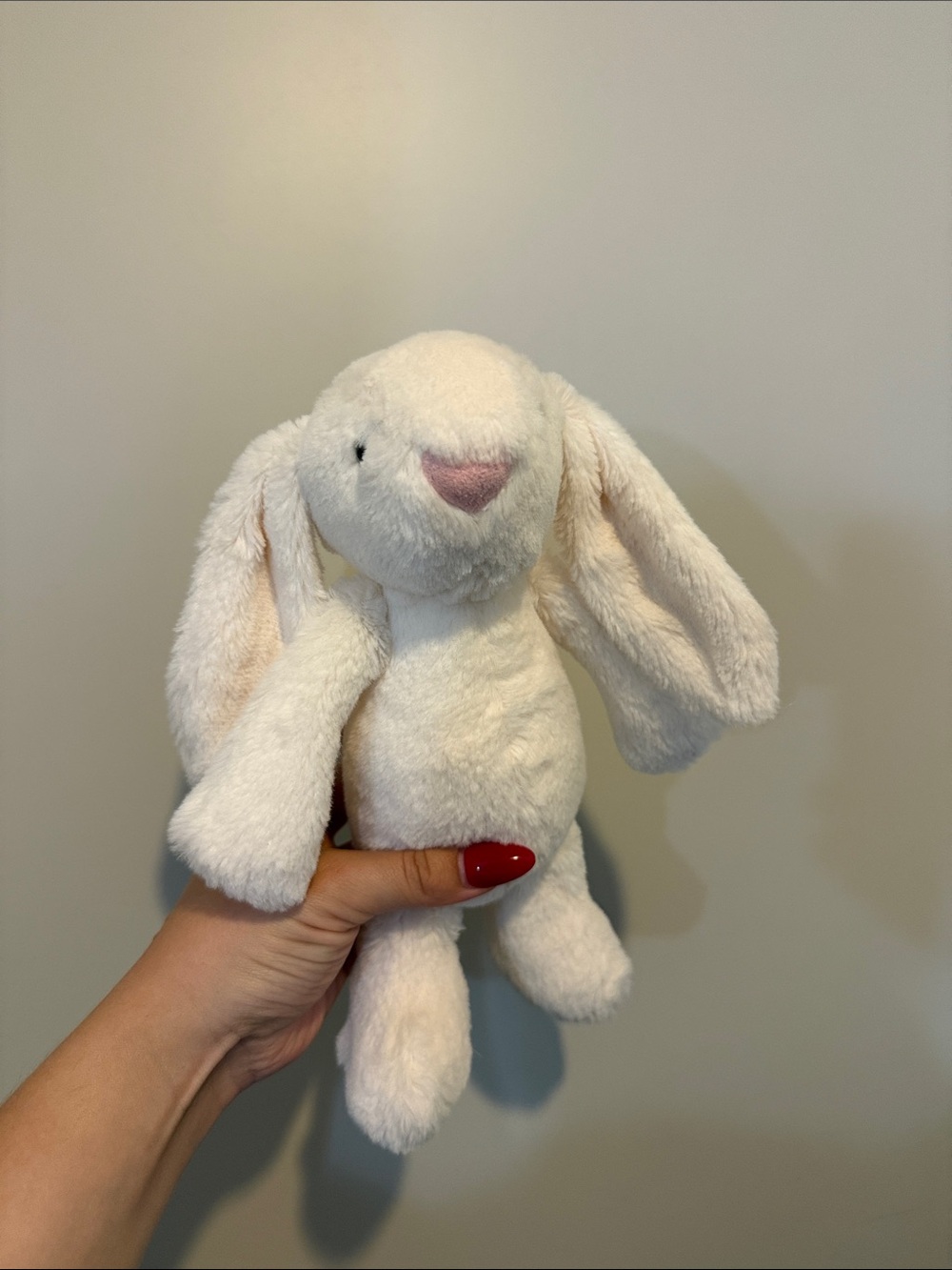 Jellycat White Plush Bunny with Pink Nose-Tag Removed!